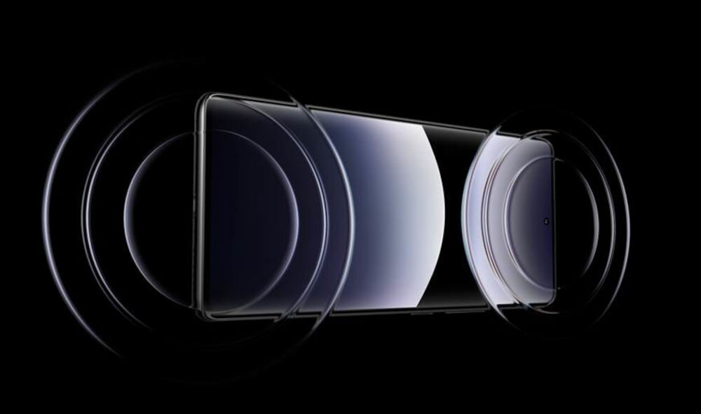 Smartfon XIAOMI Redmi Note 14 Pro 8/256GB 6.67 cali 120Hz Czarny prezentacja smartfona poziomo na czarnym tle wizualizacja grających głośników wyświetlacz z funkcjami ochrony oczu regulacja jasności na 4094 poziomach redukcja zmęczenia wzroku technologia ściemniania PWM 1920 Hz DC dwa głośniki Dolby Atmos® przestrzenne efekty dźwiękowe