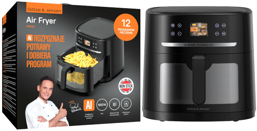 Frytkownica beztłuszczowa GOTZE & JENSEN AF800K AI Air Fryer zestaw akcesoria komplet wyposazenie