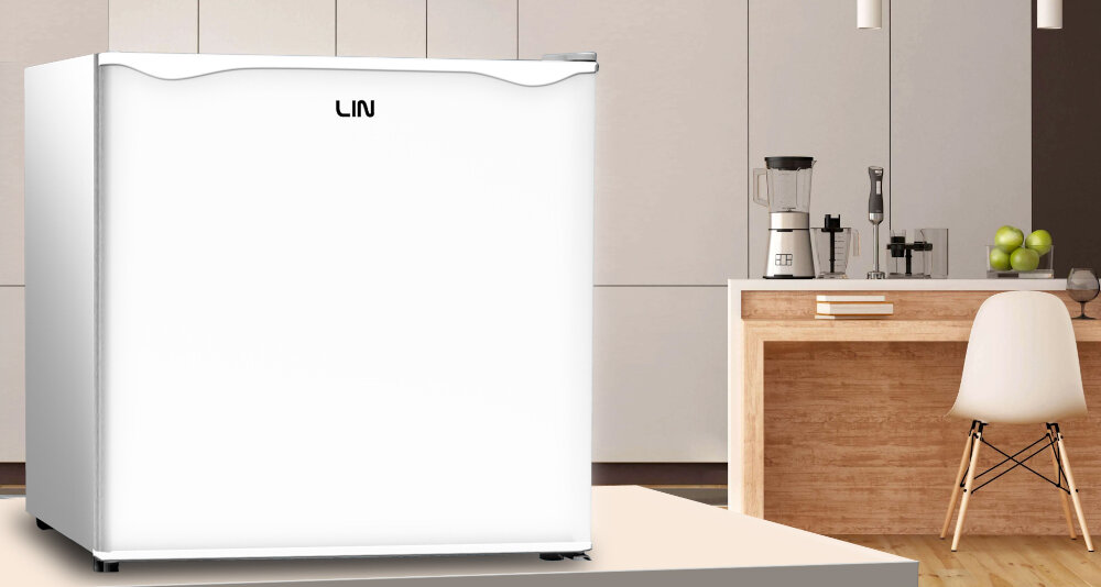 LODÓWKA LIN LI-BC55 zmiana kierunku otwierania drzwi lewo prawo drzwi obustronne pokrętło sterowanie Termostat ustawienia chłodzenie temperatura łatwe użytkowanie mała komora mrożąca szybkie chłodzenie produktów kompaktowa pojemna 46 litrów niewielkie rozmiary do każdego wnętrza funkcjonalna