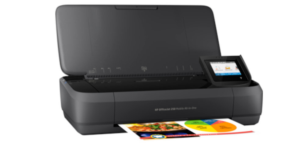 Urzadzenie-HP-OfficeJet-250-Mobile-przod-skos-z-wydrukiem2