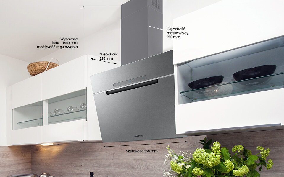 Okap skośny Samsung NK24M7070VS - Media Expert: wysokość i szerokość urządzenia