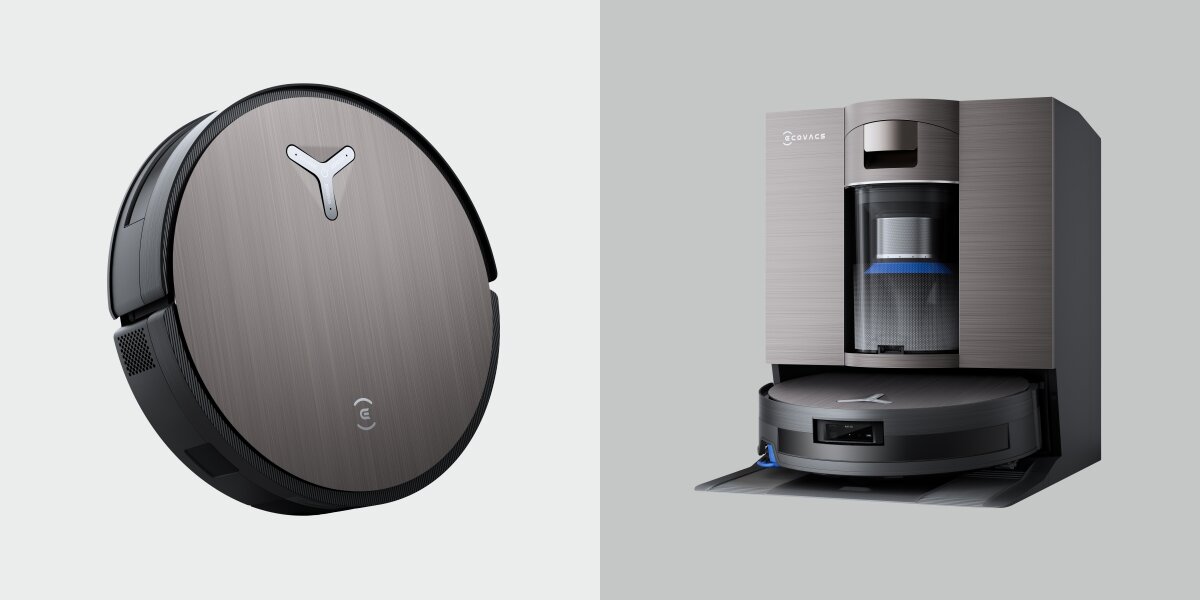 Robot sprzątający ECOVACS Deebot X11 OmniCyclone Czarny Nieprzerwane sprzątanie robot w stacji dokującej na jasnym tle