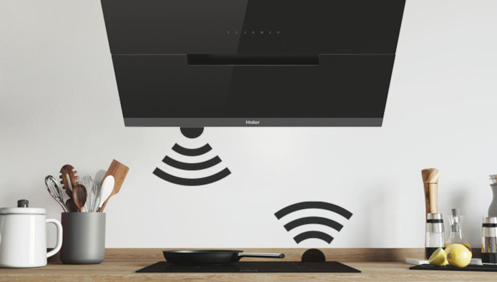 HAIER HADG9CS46BWIFI 90 moc okap funkcje połączenie płyta prędkość ciepło preci synch