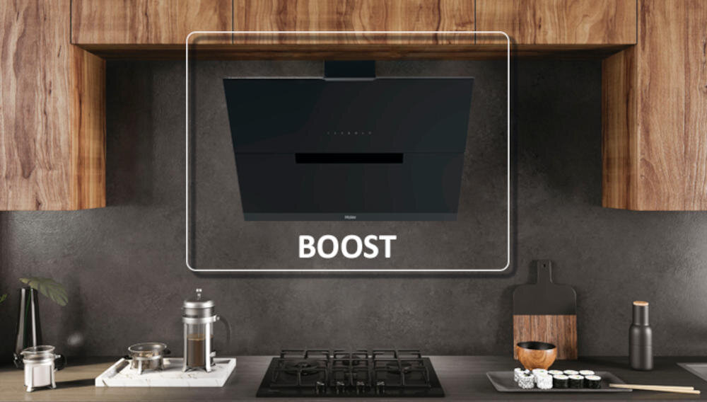 HAIER HADG9CS46BWIFI 90 prędkość tryp okap boost wydajny energooszczędny wentylacja gotowanie