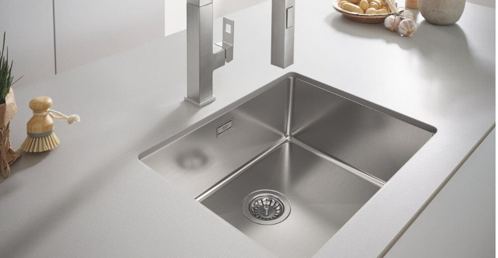 ZLEWOZMYWAK GROHE K700U 50X40 CM 31574SD1 STALOWY lifestyle bateria kuchenna sitko nalewanie wody kuchnia duża komora wymiary wygoda duże naczynia 500 x 400 x 200 mm