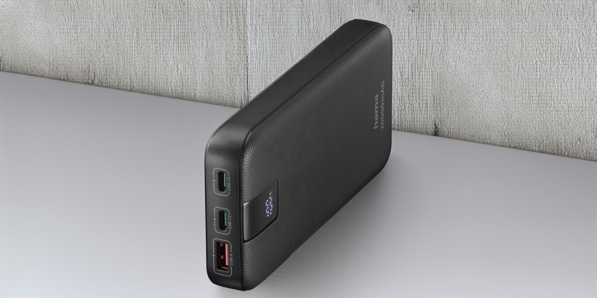 Powerbank HAMA PD 20 20000 mAh AntracytowyMocny powerbank z szybkim ładowaniem