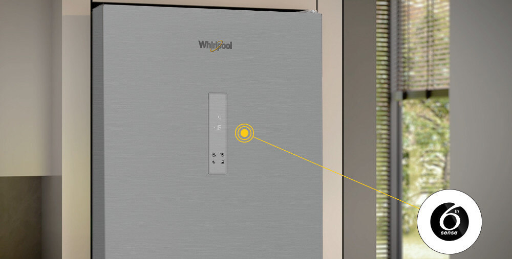 LODÓWKA WHIRLPOOL WHK26403XP6E wizualizacja front zamknięty punkt 6 Zmysł dostosowanie temperatury monitorowanie oszczędność świeżość na dłużej