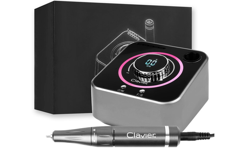 Frezarka do paznokci CLAVIER FX 1080 Szary hermetycznie zamknięty mikrosilnik, spokojna praca, cisza i wygoda