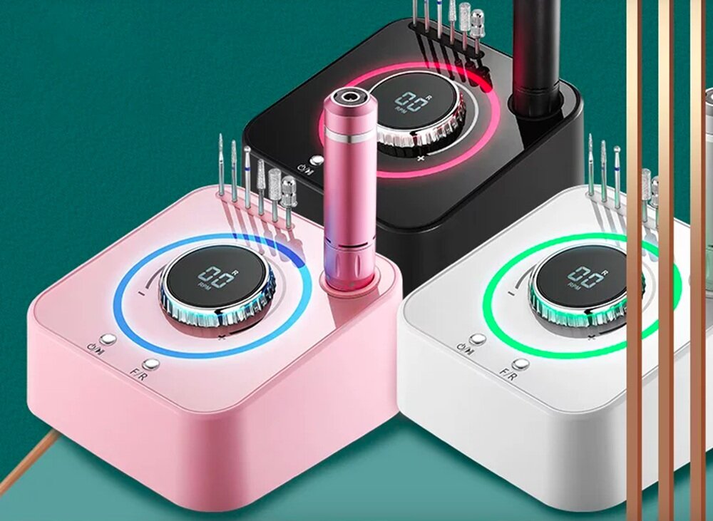 Frezarka do paznokci CLAVIER FX 1080 Szary system twins-lock, oszczędność czasu, wygoda, prosta obsługa