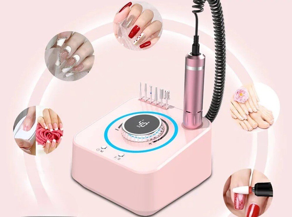 Frezarka do paznokci CLAVIER FX 1080 Różowy hermetycznie zamknięty mikrosilnik, spokojna praca, cisza i wygoda