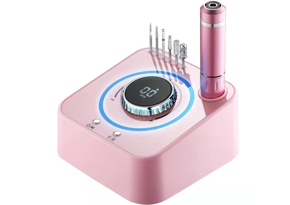 Frezarka do paznokci CLAVIER FX 1080 Różowy regulacja prędkości, niskie obroty, wysokie obroty, kontrola i bezpieczeństwo