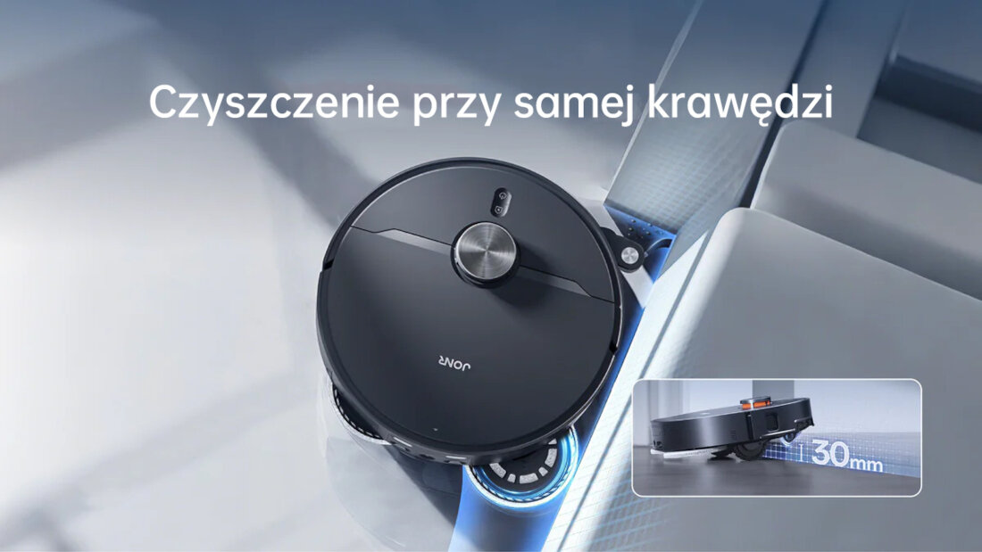 Robot sprzątający JONR X1 Max zdjęcie lifestyle Dokładne sprzątanie krawędzi Wysuwana szczotka boczna