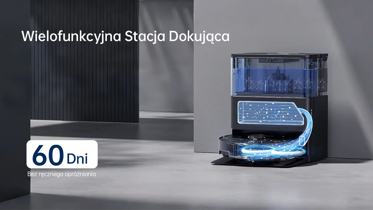 Robot sprzątający JONR X1 Max zdjęcie lifestyle Stacja 5 w 1 czas pracy worek pojemność temperatura