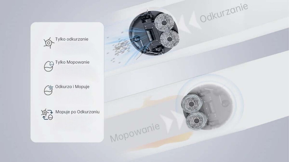 Robot sprzątający JONR T5 Lite Zbliżenie na zbiornik na czystą wodę czterech profesjonalnych trybów sprzątania