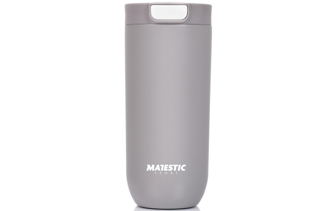 Kubek termiczny MAJESTIC SPORT Bullet Szary 540 ml Stabilność i ochrona kubka Silikonowa, antypoślizgowa stopka