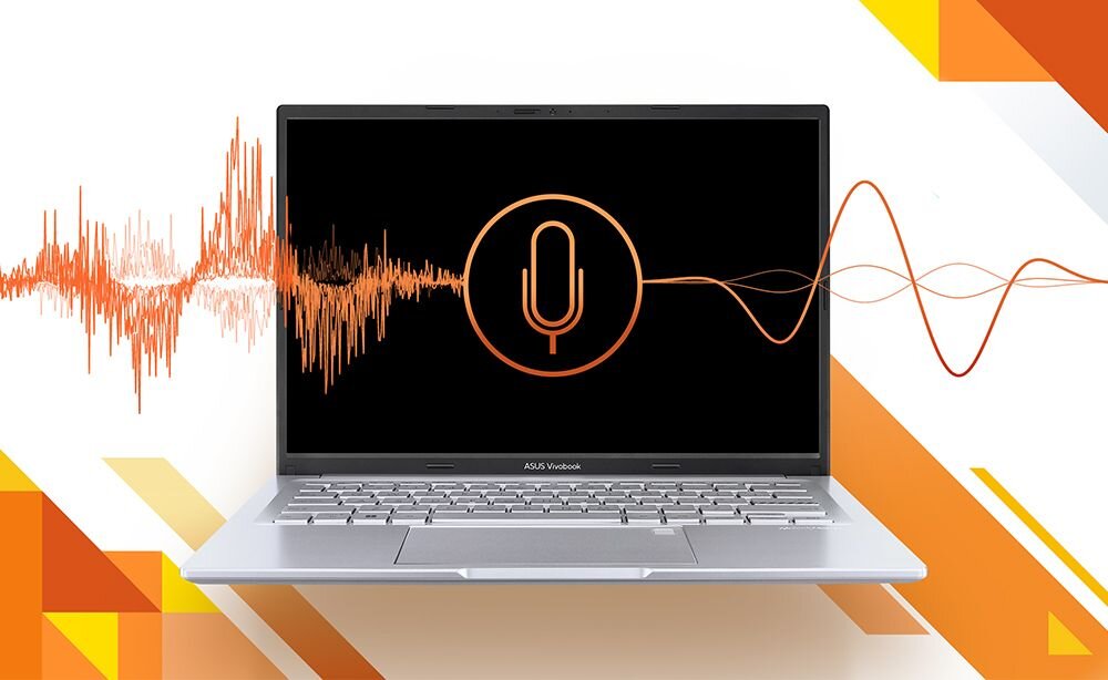 Laptop ASUS VivoBook 14 prezentuje funkcję redukcji szumów mikrofonu, poprawiając komunikację w pracy zdalnej - redukcja szumów 