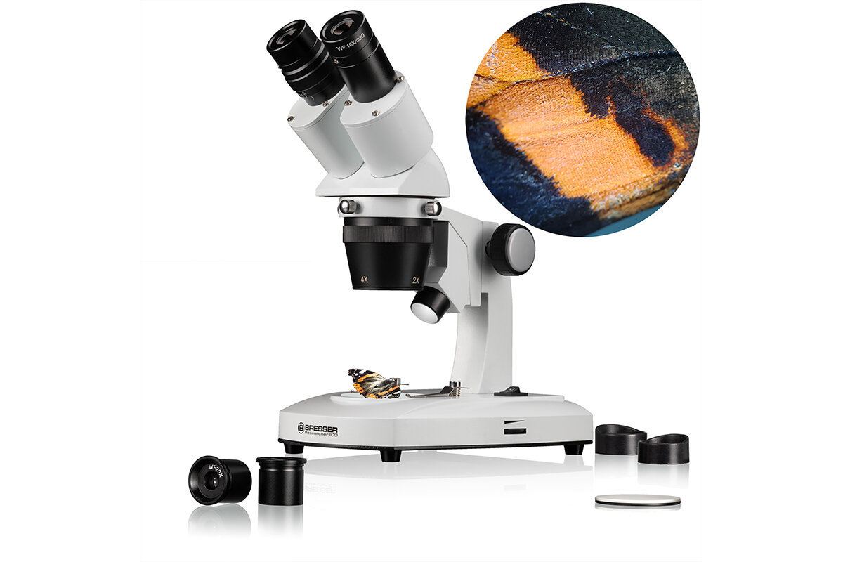 Mikroskop BRESSER Researcher ICD LED oświetlenie LED regulowane ściemniaczem mikroskop padający i przechodzący