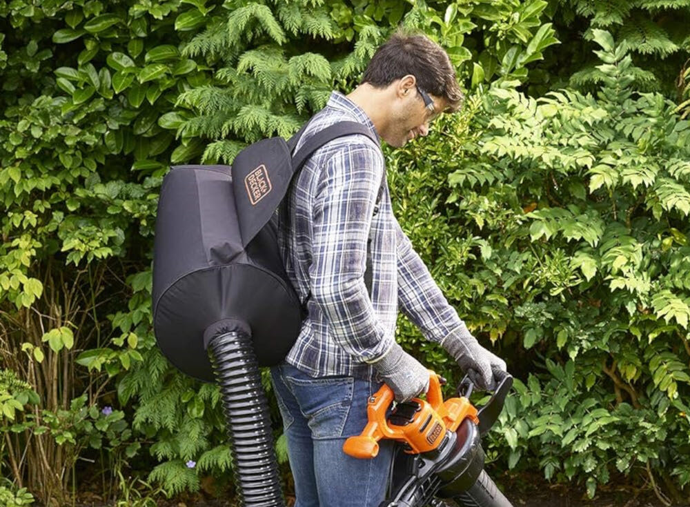 Odkurzacz do liści BLACK&DECKER BEBLV290 pas do przenoszenia latwe manewrowanie nie obciaza rak rownomierne rozlozony ciezar