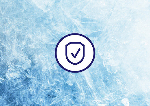 Lodowe tło z ikoną tarczy.