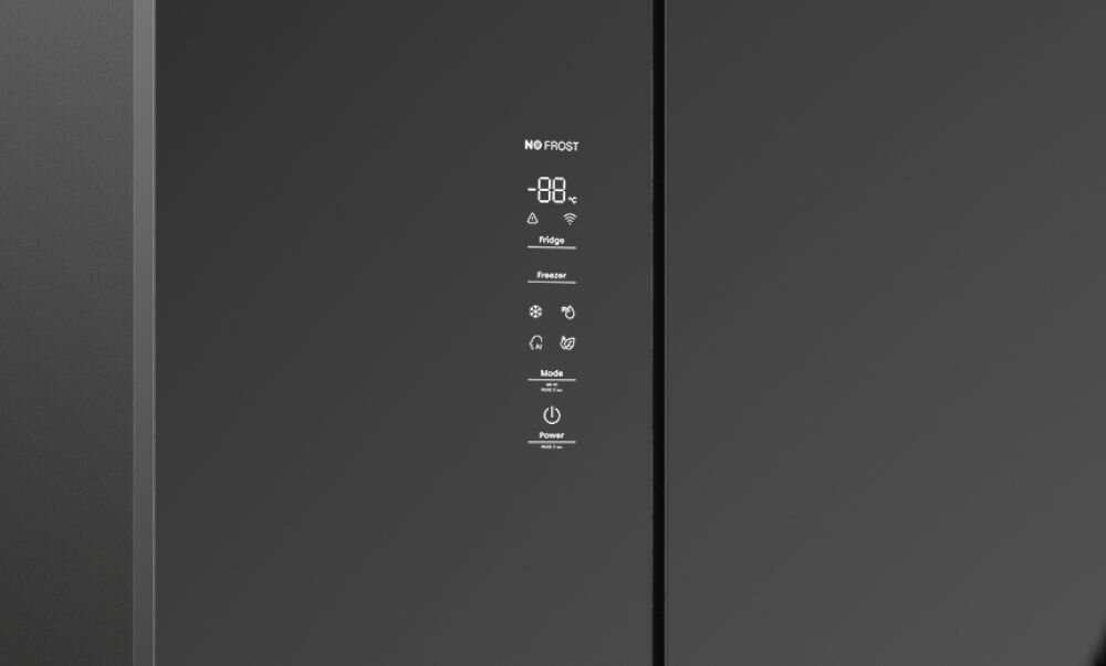 Lodówka HISENSE RF632N4GBE1 No Frost 200cm Czarne szkło panel sterowania
