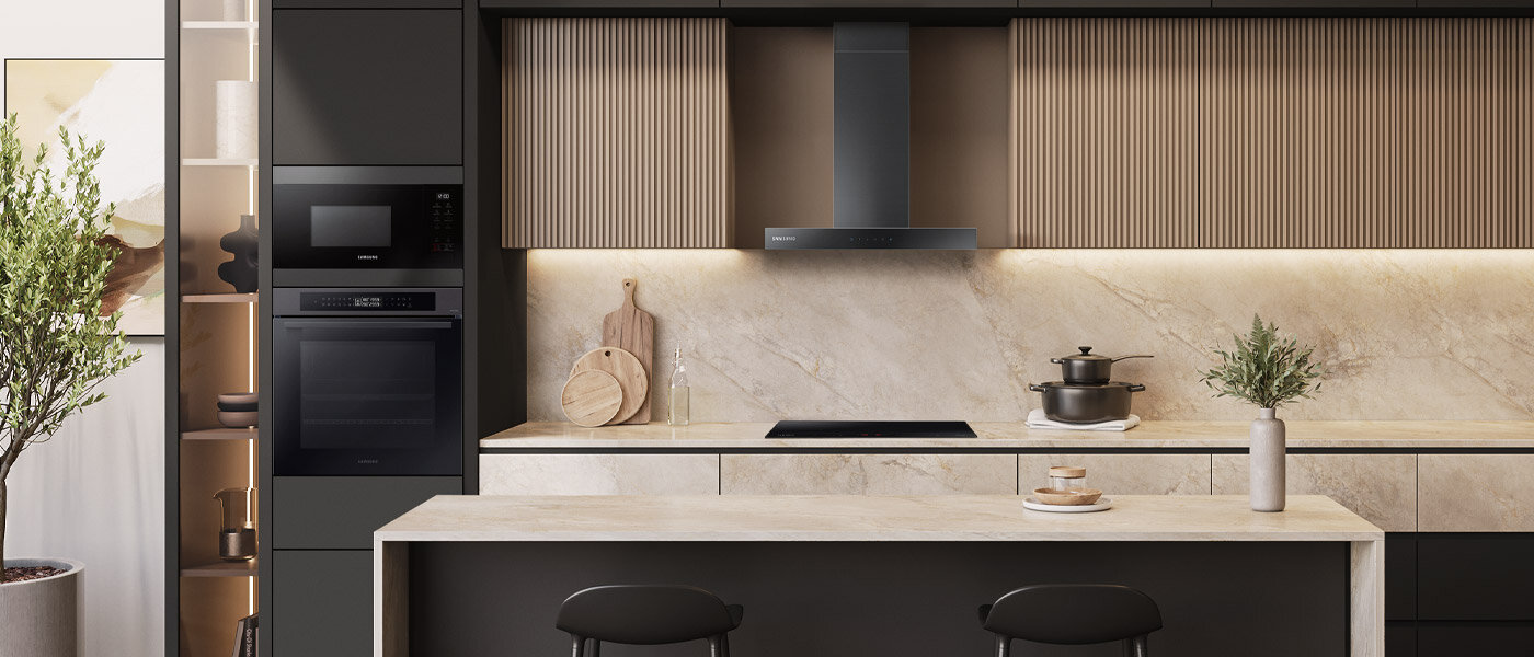 Beżowa kuchnia - Media Expert - Samsung piekarnik Dual Cook NV7B4220ZAB