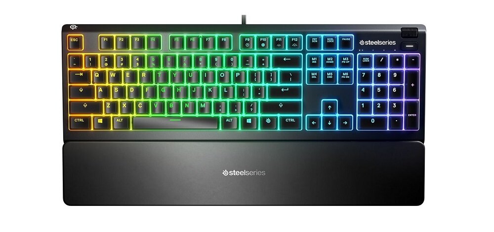 Klawiatura STEELSERIES Apex 3 widok z góry podświetlenie