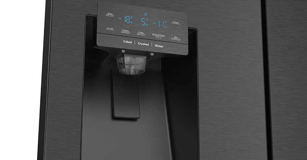 LODÓWKA HISENSE RQ7P522STFE MD Elektroniczny panel sterowanie funkcje temperatura funkcje ustawienia łatwe sterowanie