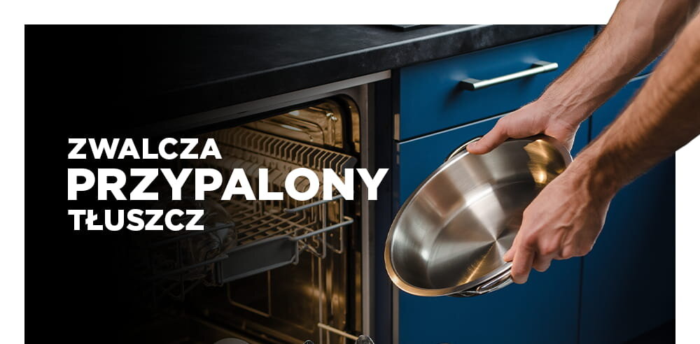 Kapsułki do zmywarki FINISH Ultimate Lemon - 130 szt., tłuszcz, usuwanie, skuteczność, higiena, Dłonie trzymające czystą i lśniącą metalową patelnię. 