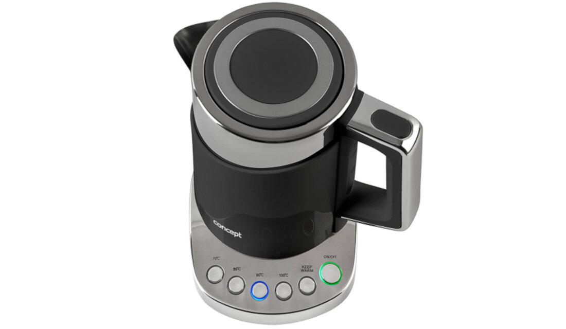 Czajnik CONCEPT RK-3171 Double Wall Czarny potrójny system ochrony komfort bezpieczeństwo Obrotowa o 360° podstawa praktyczny schowek na przewód