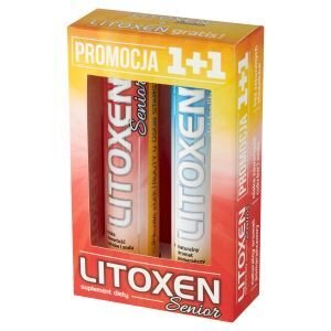 Opakowanie z napisem \'PROMOCJA 1+1\' oraz \'LITOXEN Senior\'.