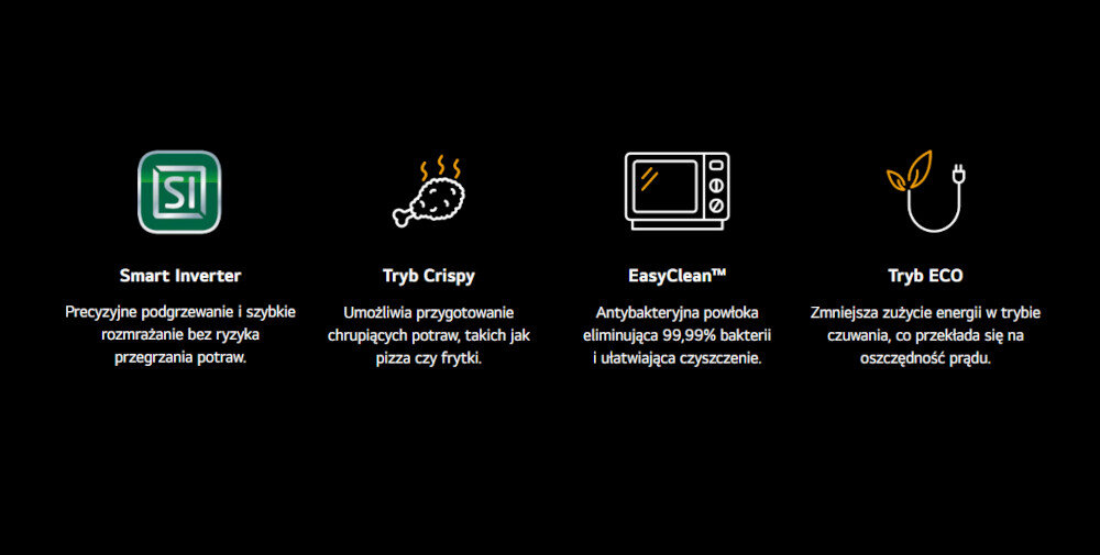 KUCHNIA MIKROFALOWA LG MH6535GIS cechy