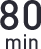 Czarny napis \'80 min\' na białym tle.