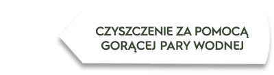 Obraz przedstawia biały prostokąt z czarnym tekstem: \'CZYSZCZENIE ZA POMOCĄ GORĄCEJ PARY WODNEJ\'.