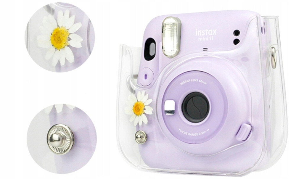 Zestaw akcesoriow LOVEINSTANT 8w1 do FUJIFILM Instax Mini 11 Przezroczysty Rumianki atrakcyjny wyglad