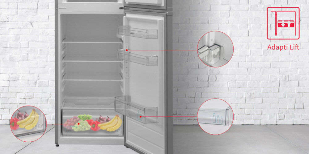 LODÓWKA SHARP SJ-FTB01ITXLE-EU INOX Funkcjonalna konstrukcja regulowane półki wysokość komora warzywa owoce