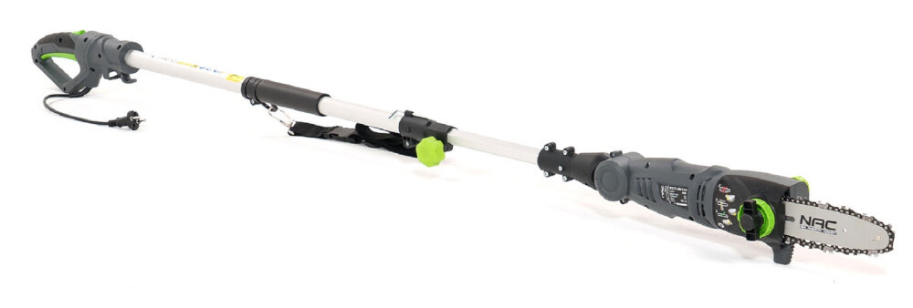 Piła elektryczna NAC PCE71-SAH-E-CH 710W funkcjonalna niewielka masa waga 3,5 kg ergonomiczna rączka pas podtrzymujący wysokiej jakości sprzęt ogrodniczy