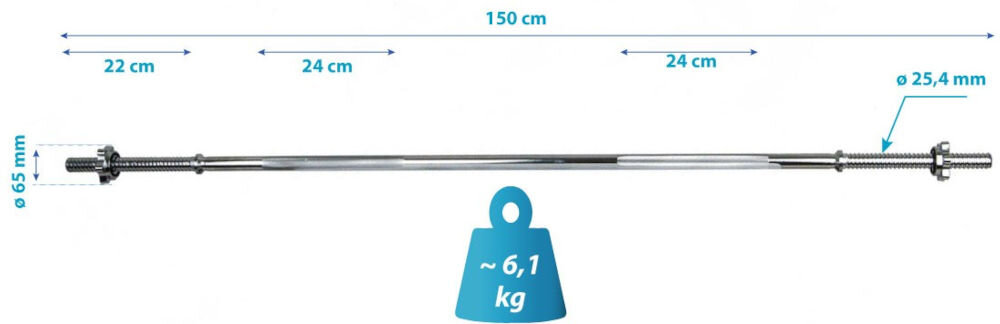 Gryf ENERO FIT 337293 (150 cm) elementy wymiary