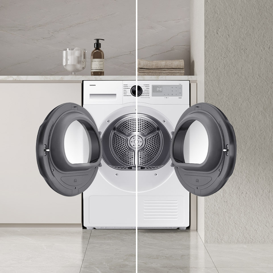 w razie potrzeby możesz zmienić kierunek otwierania się drzwi w suszarce dv90dg52a0aheo