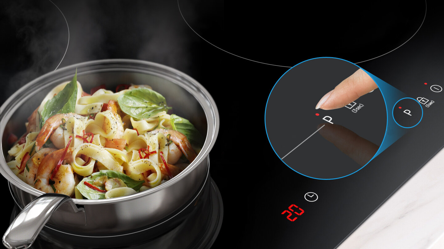 Ikonka zwiększająca moc pola grzewczego na płycie indukcyjnej Samsung NZ64T3707A1