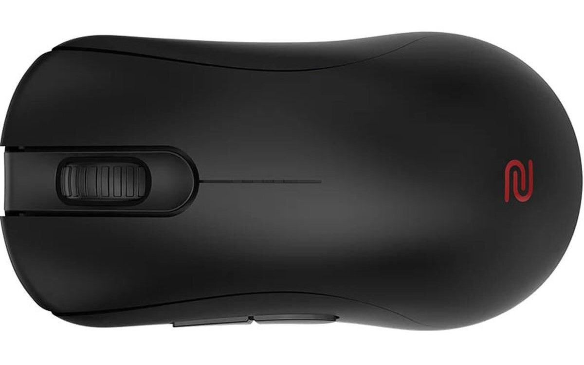 ZOWIE ZA13-DW 121,7 × 62,8 × 40,2 mm 65 g swobodne i precyzyjne ruchy dłoni Gładka powierzchnia zaokrąglone krawędzie - mysz na białym tle od góry