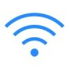 Ikona przedstawia niebieski symbol Wi-Fi z trzema zakrzywionymi liniami nad kropką.