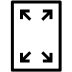 Ikona przedstawia prostokąt z czterema strzałkami skierowanymi na zewnątrz, umieszczonymi w każdym rogu. Strzałki są czarne na białym tle.