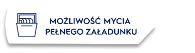 Ikona w kształcie strzałki z symbolem zmywarki i tekstem \'MOŻLIWOŚĆ MYCIA PEŁNEGO ZAŁADUNKU\'.