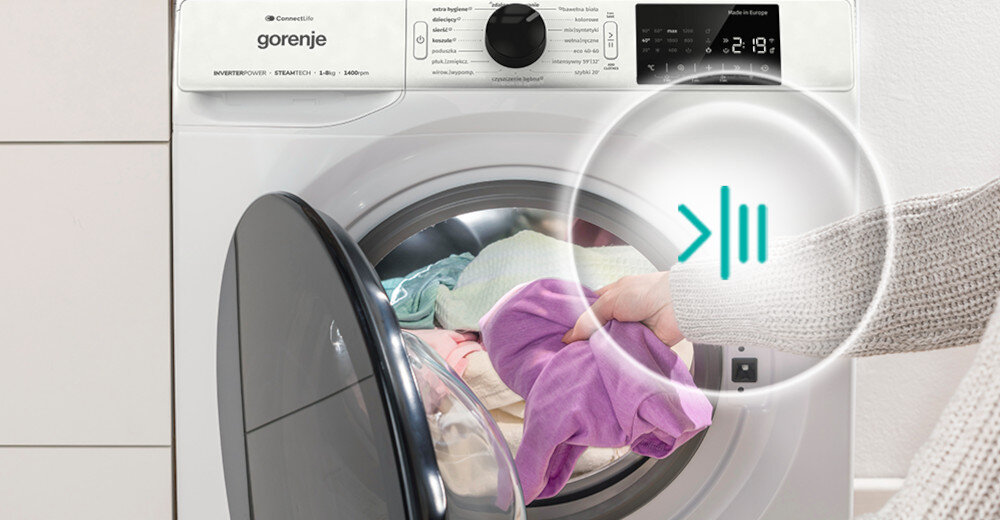 Pralka GORENJE W2TNHPI84AS PL dodawanie ubrań zatrzymanie pracy pralki add