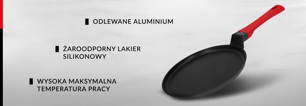 Patelnia do naleśników Zwieger Obsidian 26 cm wygodne użytkowanie, z odlewanego aluminium, nieprzywierająca powłoka