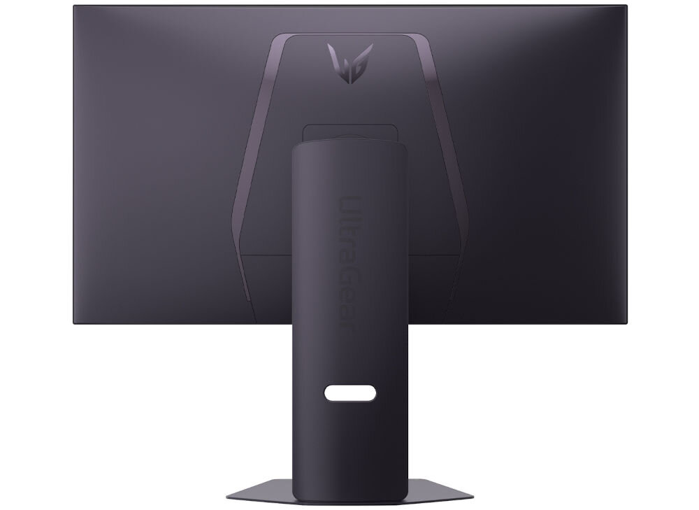 Monitor LG UltraGear 32GX850A-B 32 cale 3840x2160px 165Hz 0.03 ms [GTG] prezentacja monitora od tyłu na białym tle VESA 100 mm łatwe stabilne przymocowanie oszczędność miejsca uchwyt biurkowy VESA zwiększa powierzchnię roboczą dopasowanie ustawienia ekranu organizacja pracy