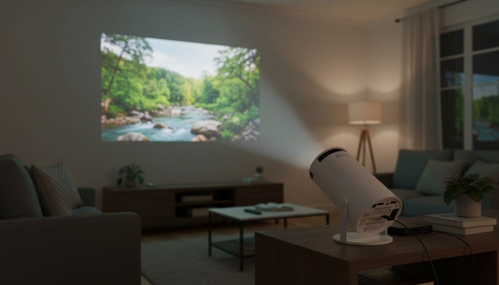 Projektor DENVER PR-2500 HD projektor domowy LCD LED Full HD obrót 180 stopni, projektor w pomieszczeniu