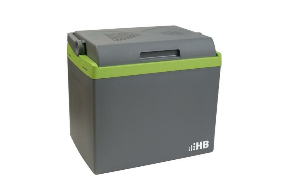 HB-PC1025 lodówka turystyczna chłodzenie grzanie kontrolka świetlna wtyczka samochodowa sieć energetyczna wypełnienie poliretanowe izolacja tryb eco oszczędność wydajna praca wentylator pokrywa uchwyt ergonomiczny