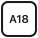Czarny kwadratowy przycisk z białym napisem \'A18\'.