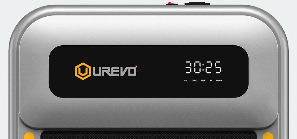 Panel bieżni z logo \'UREVO\' oraz wyświetlaczem pokazującym czas \'30:25\'.